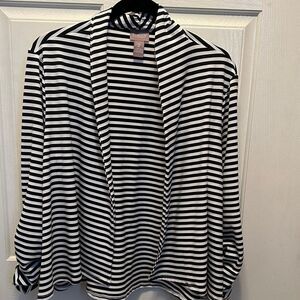 Chico's Black and White Striped Blazer NWT SIZE 2